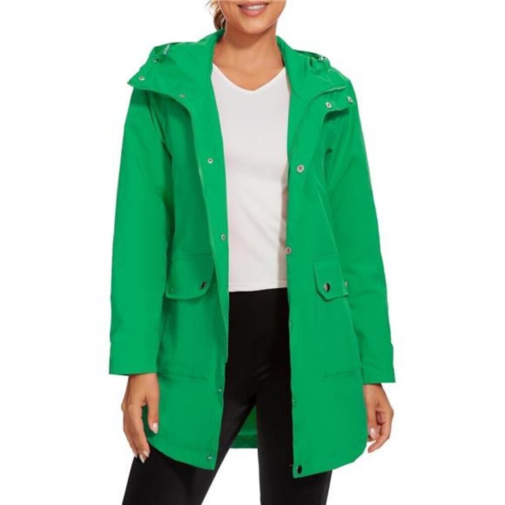 Lightweight Waterproof Rain Jacket Hooded Trench for Women